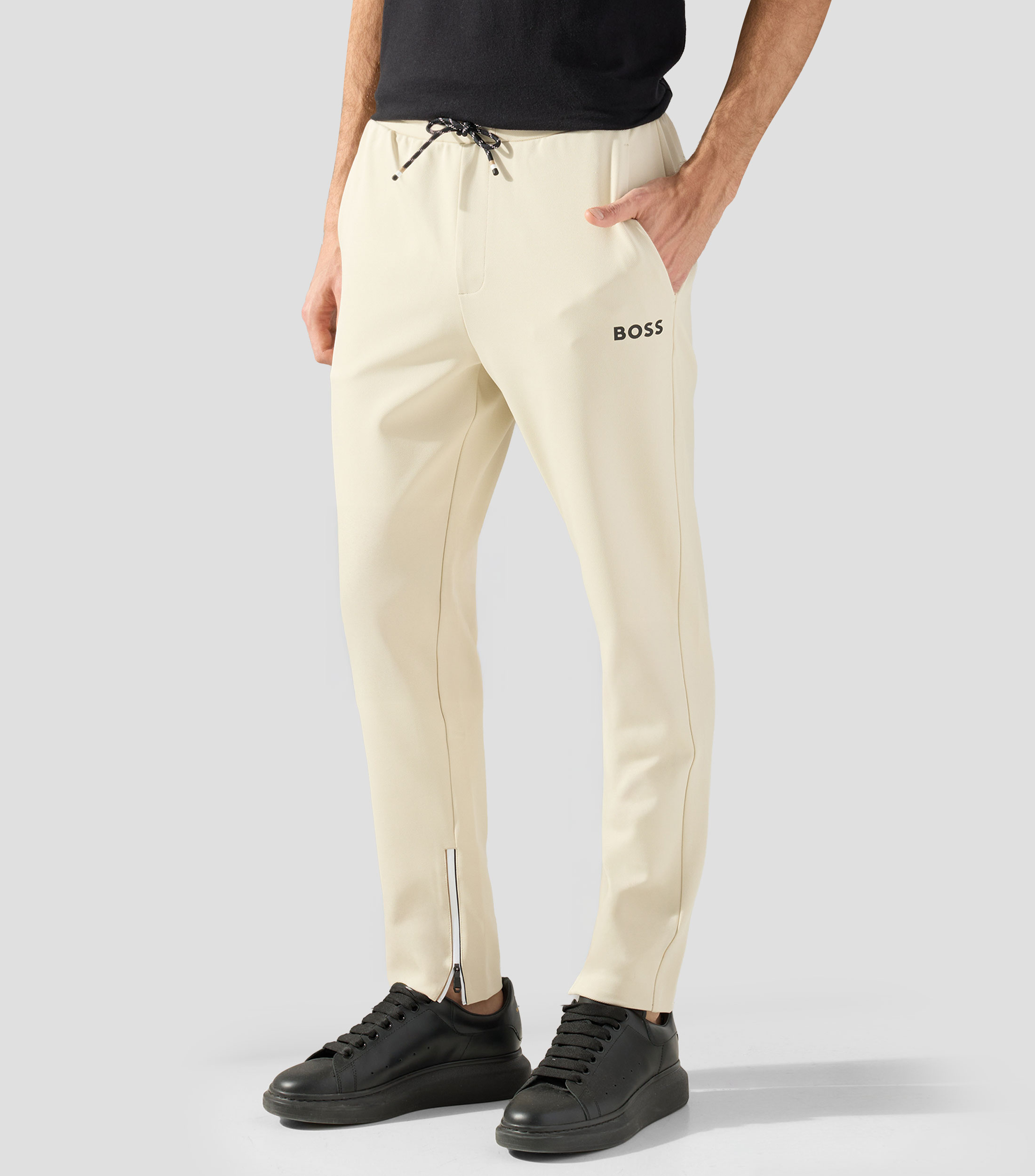 Pants Boss de chándal en tejido de gabardina elástico con cremalleras en los bajos Hombre